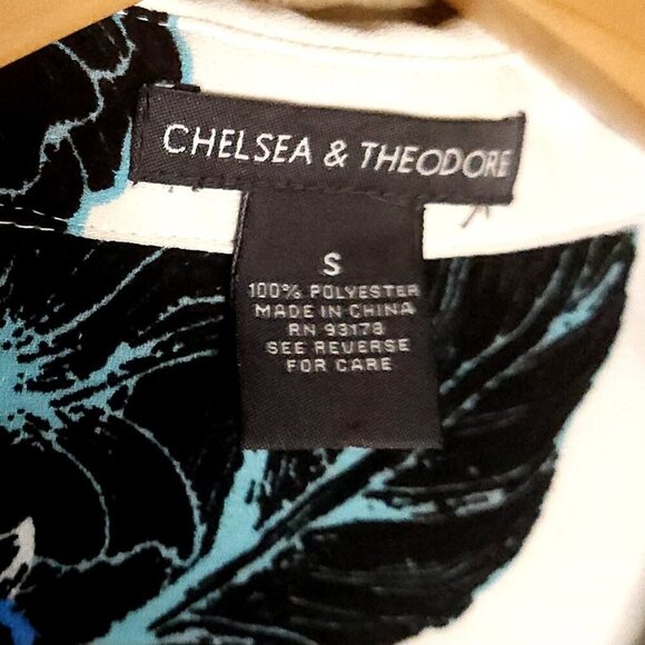 Chelsea & Theodore Blue White Floral Shirt Dress Small - Picture 6 of 7